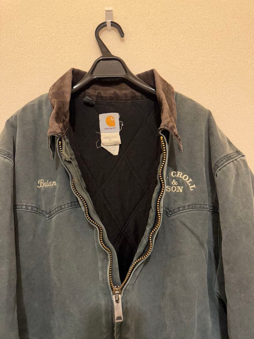 k*u様 Carhartt サンタフェジャケット J13 グリーン 企業ロゴ 美