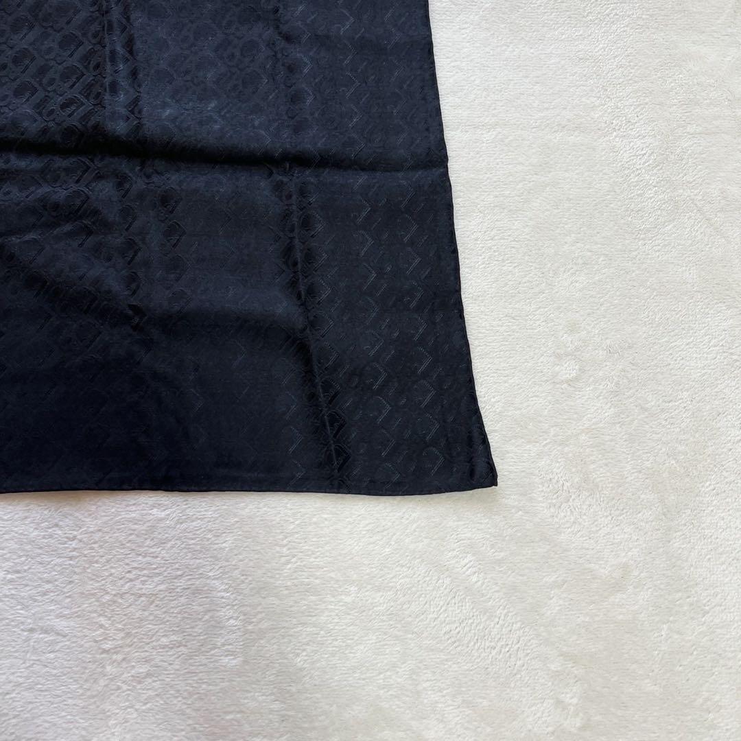 クリスチャンディオール　スカーフ　大判　ロゴ　シルク　トロッター ブラック