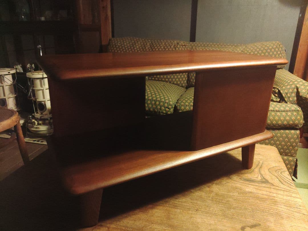 希少　ミッドセンチュリー コーヒーテーブル　無垢　キャビネット　シェルフ