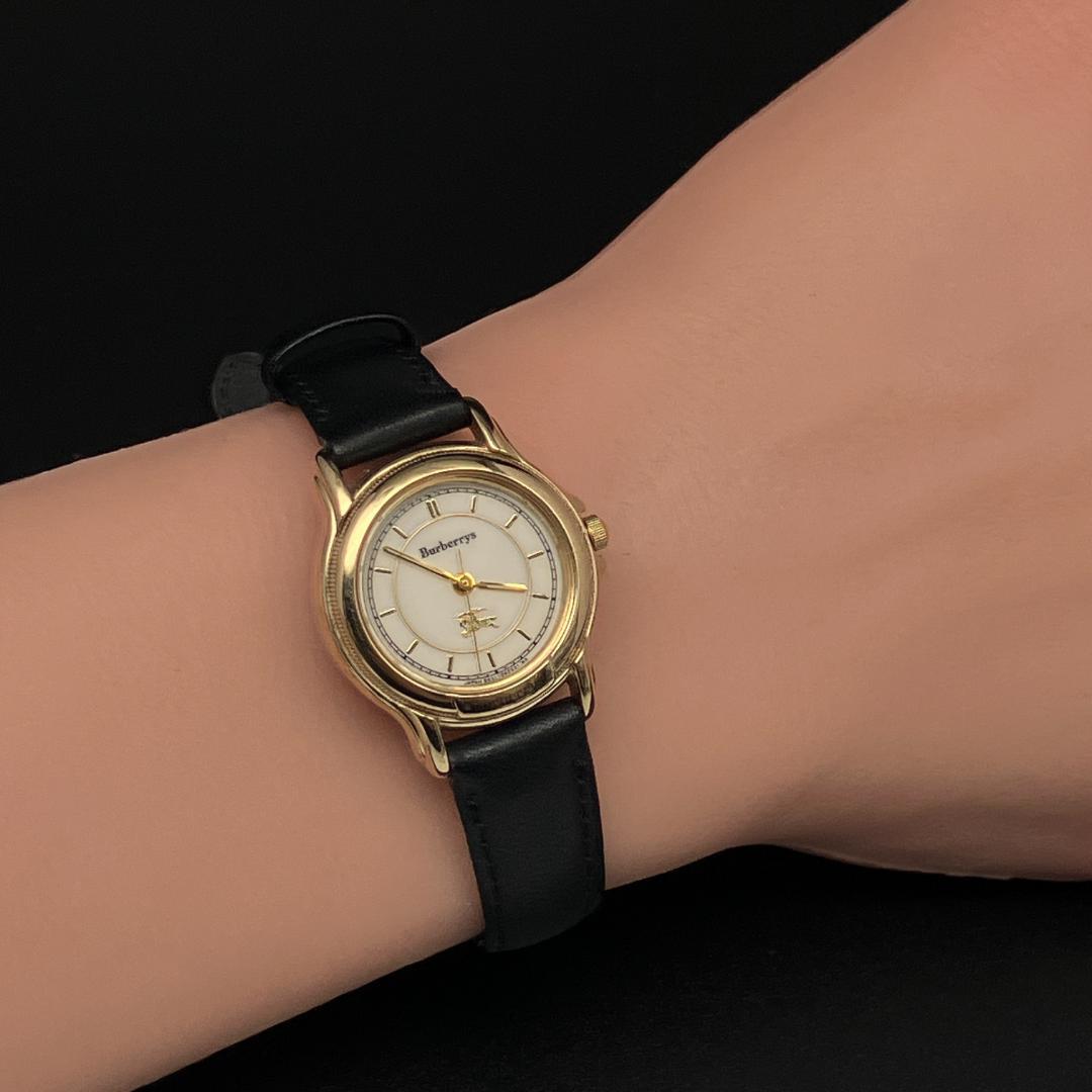 【新品電池/稼働】バーバリー 腕時計 レディース クォーツ ホワイト ゴールド