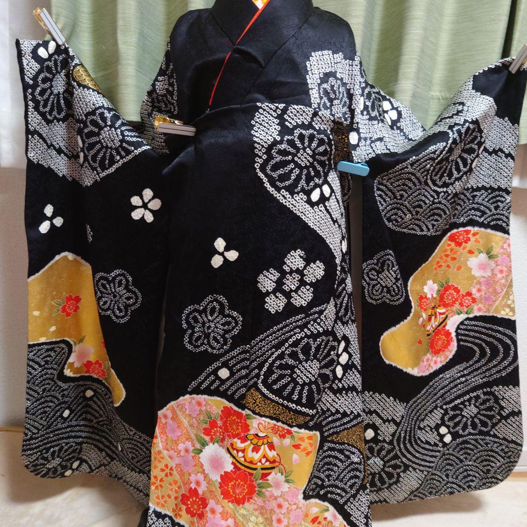 7sb2 疋田絞り　希少品　厳選正絹　七五三　女の子　7歳着物セット