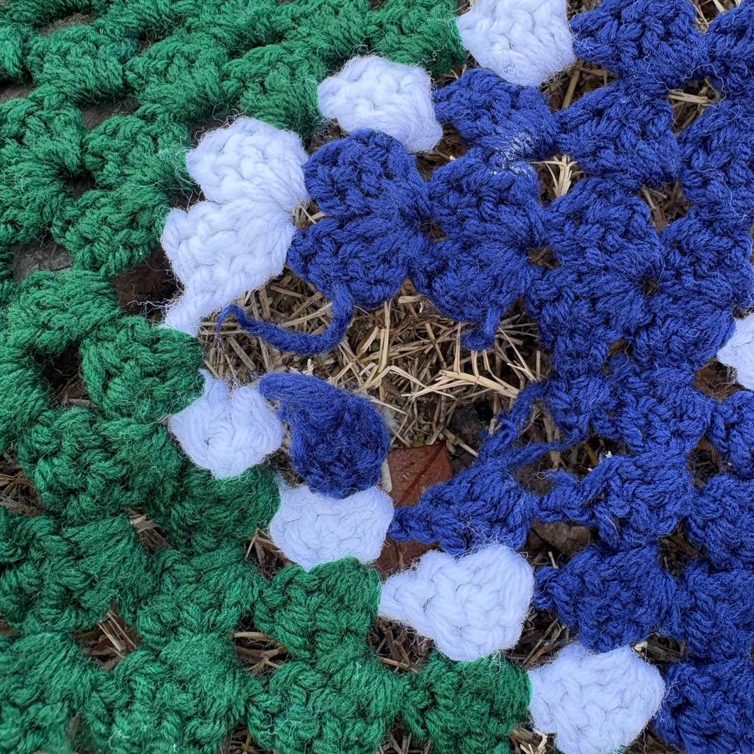 【USA vintage】グラニースクエア ブランケット ベッドカバー ラグ