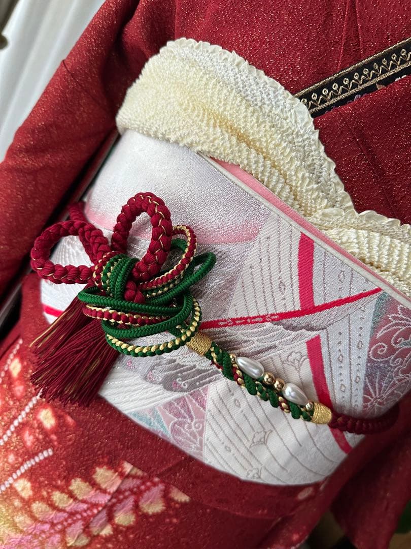 てな 振袖フルセット 赤×金通し 辻ヶ花 絞り ぼかし染めIK