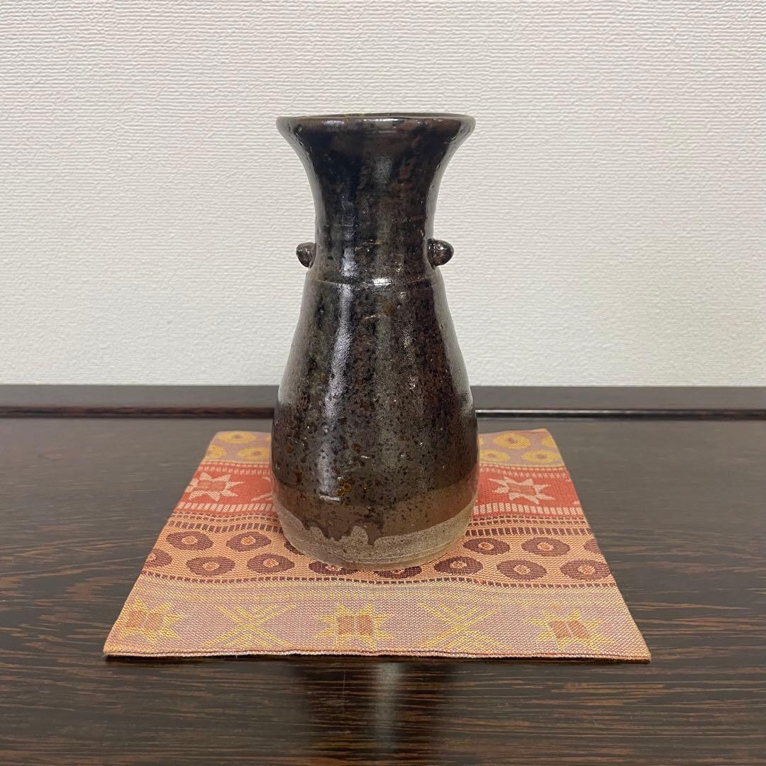 薩摩焼 元立院 黒さつま 黒釉 花生 花入 花器 花瓶