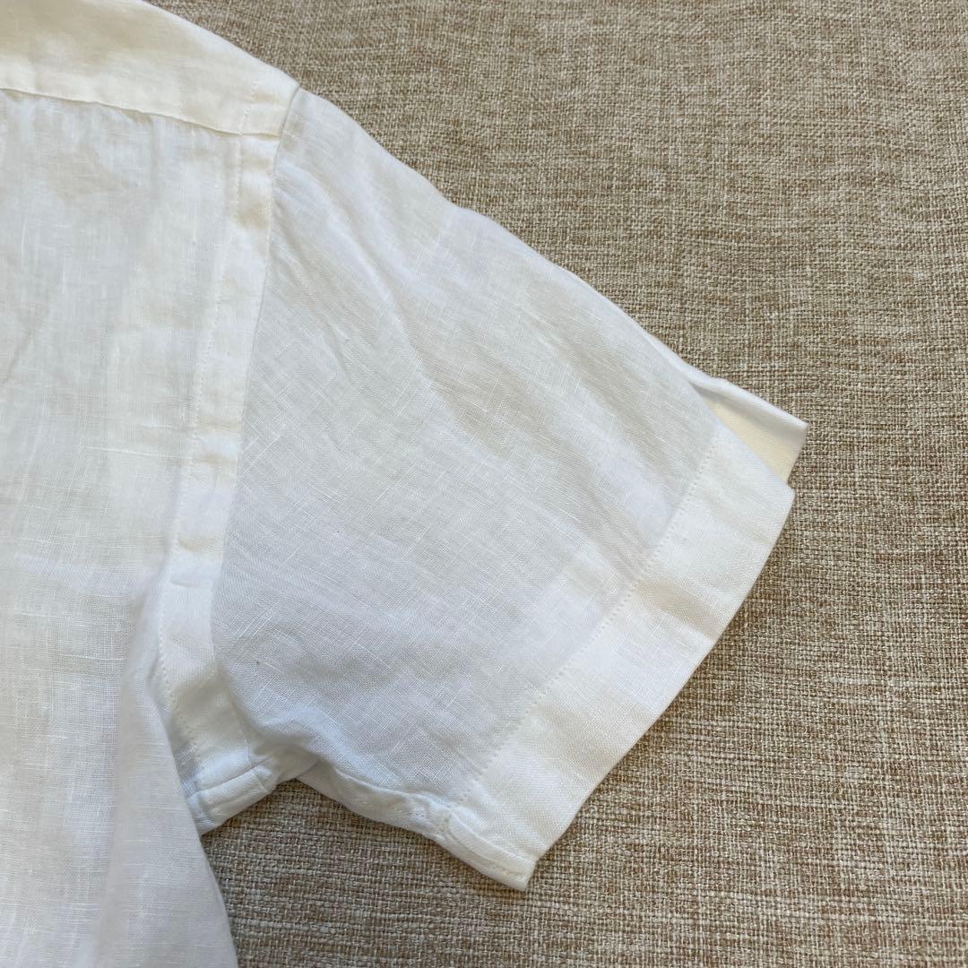 ラルフローレン レディース ホワイト ポニー刺繍 半袖 リネンシャツ XSサイズ