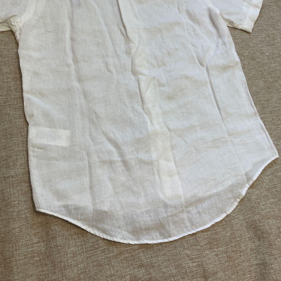 ラルフローレン レディース ホワイト ポニー刺繍 半袖 リネンシャツ XSサイズ