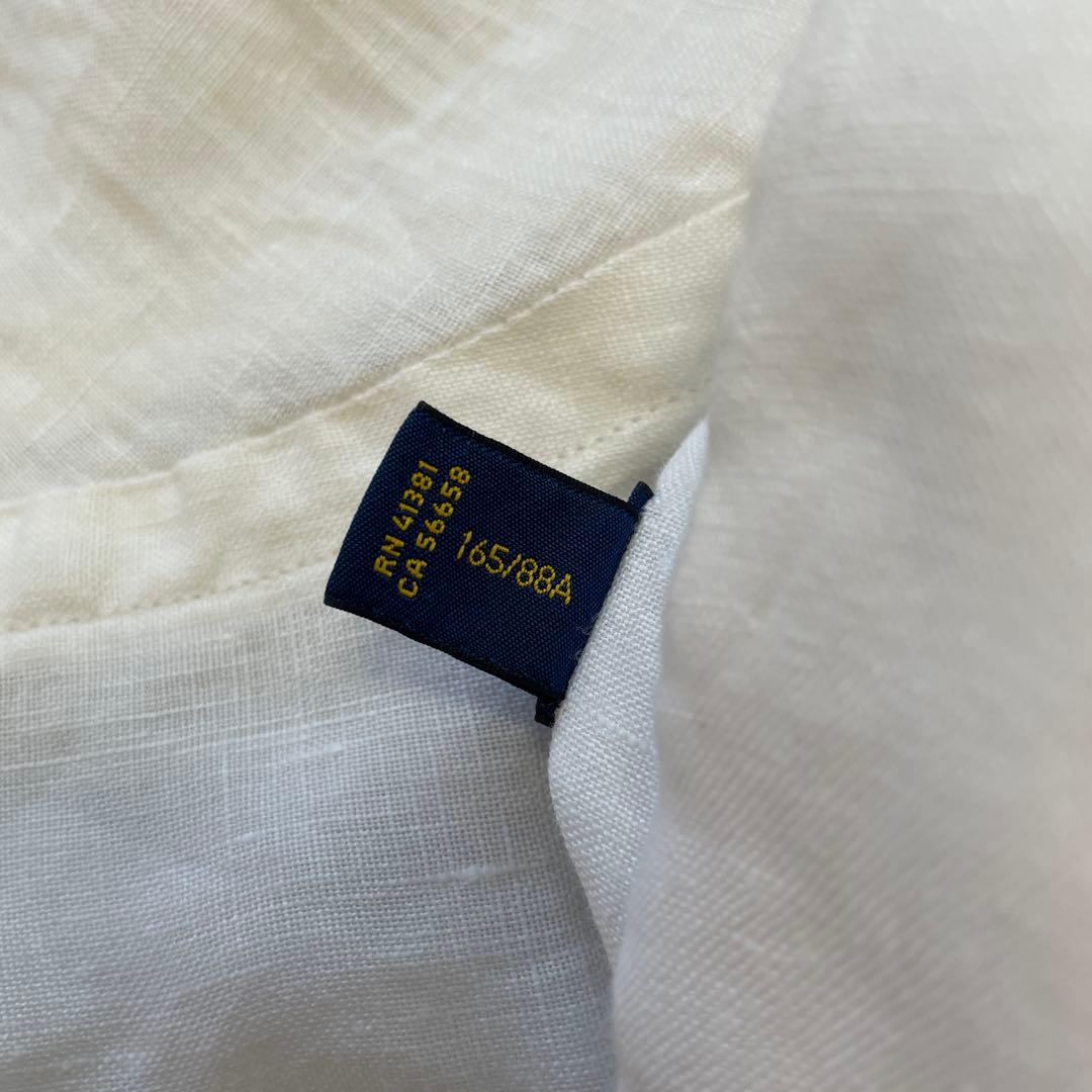ラルフローレン レディース ホワイト ポニー刺繍 半袖 リネンシャツ XSサイズ