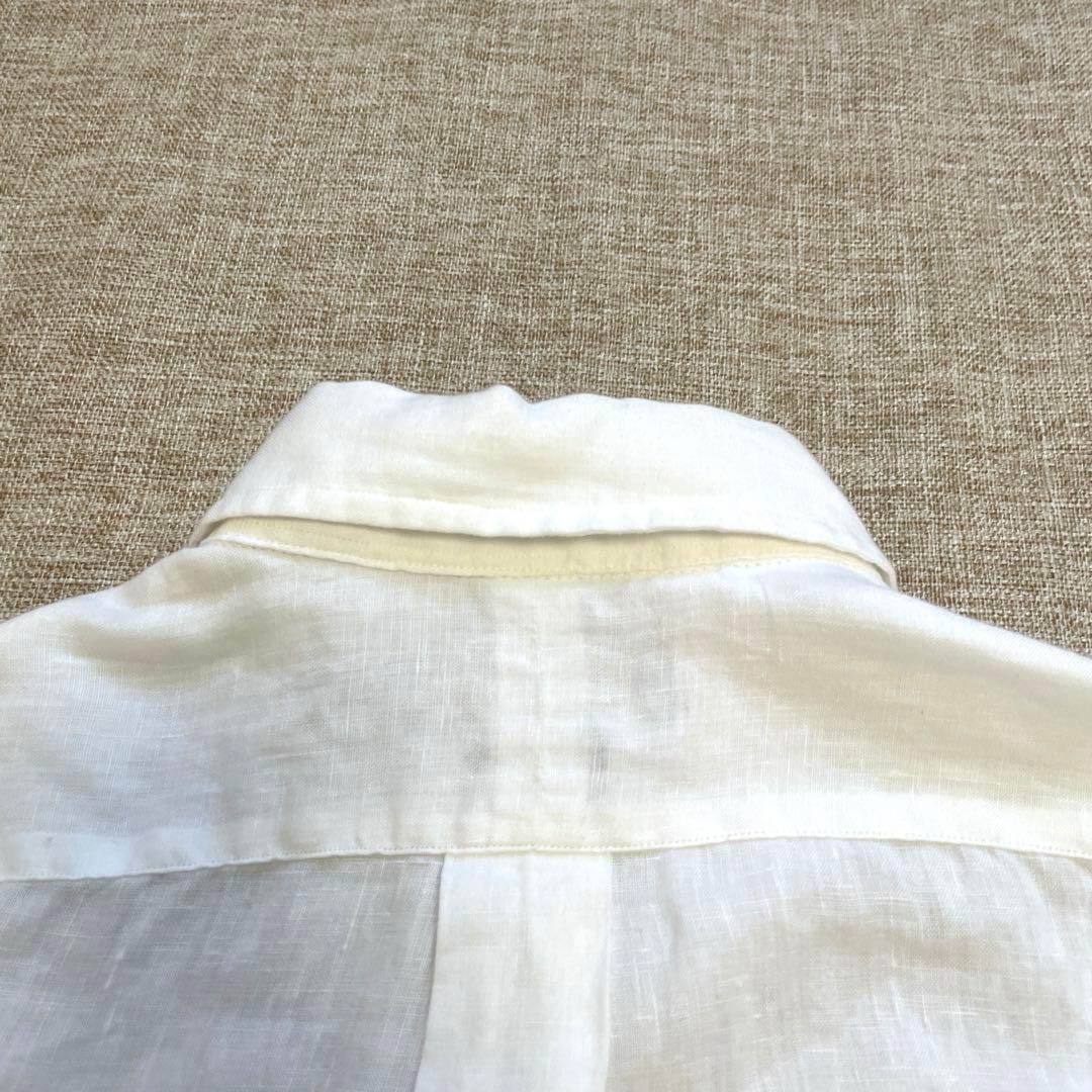 ラルフローレン レディース ホワイト ポニー刺繍 半袖 リネンシャツ XSサイズ