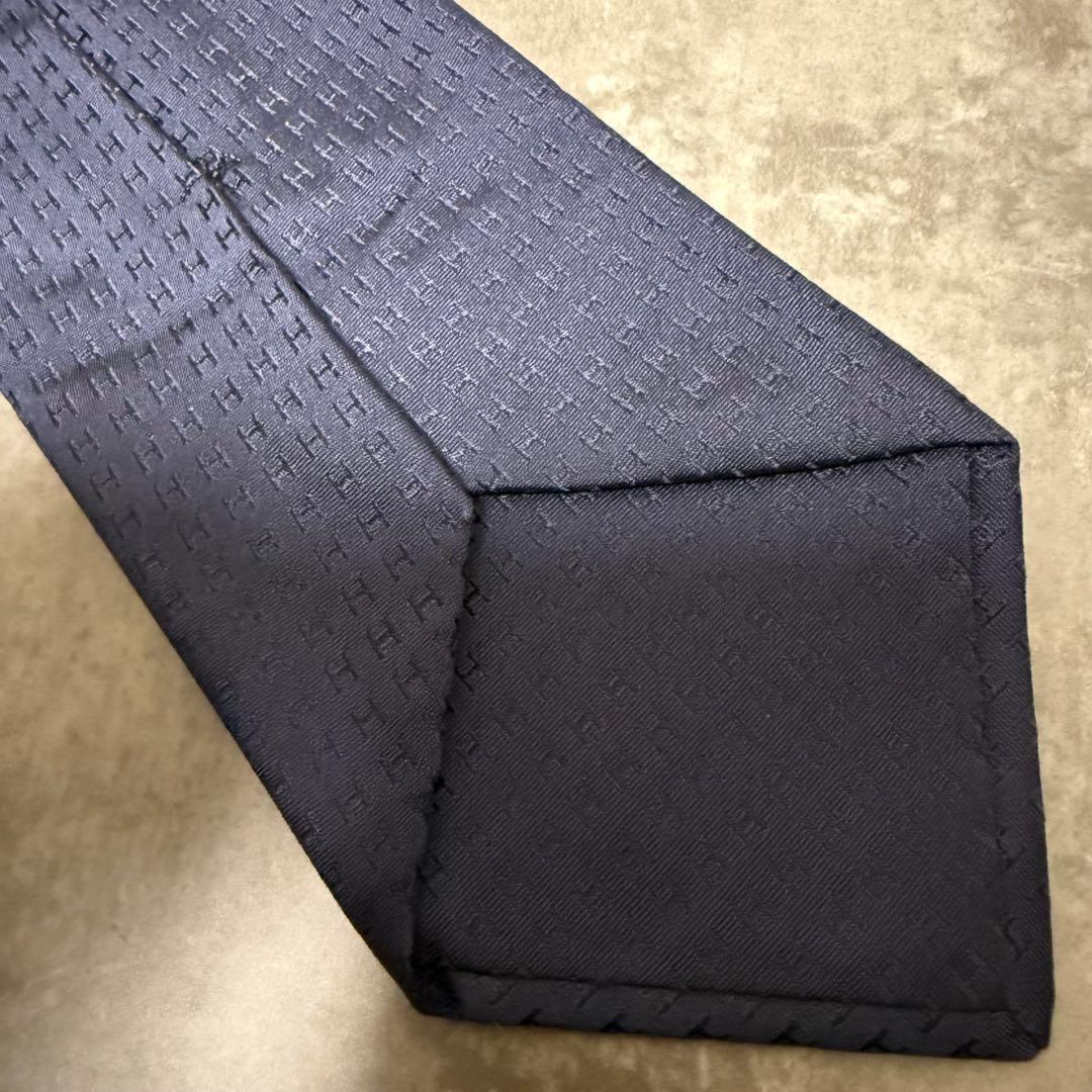 HERMES エルメス ネクタイ ネイビー ファソネ H柄 定番 王道 希少