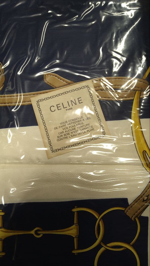 CELINE★シルクスカーフ★ネイビー★ホワイト