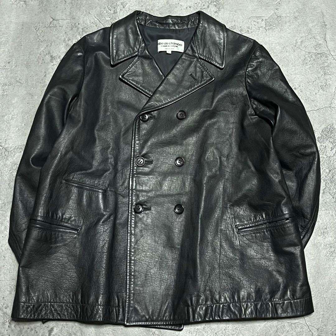 robe de chambre ダブルブレスト　レザージャケット　Lサイズ