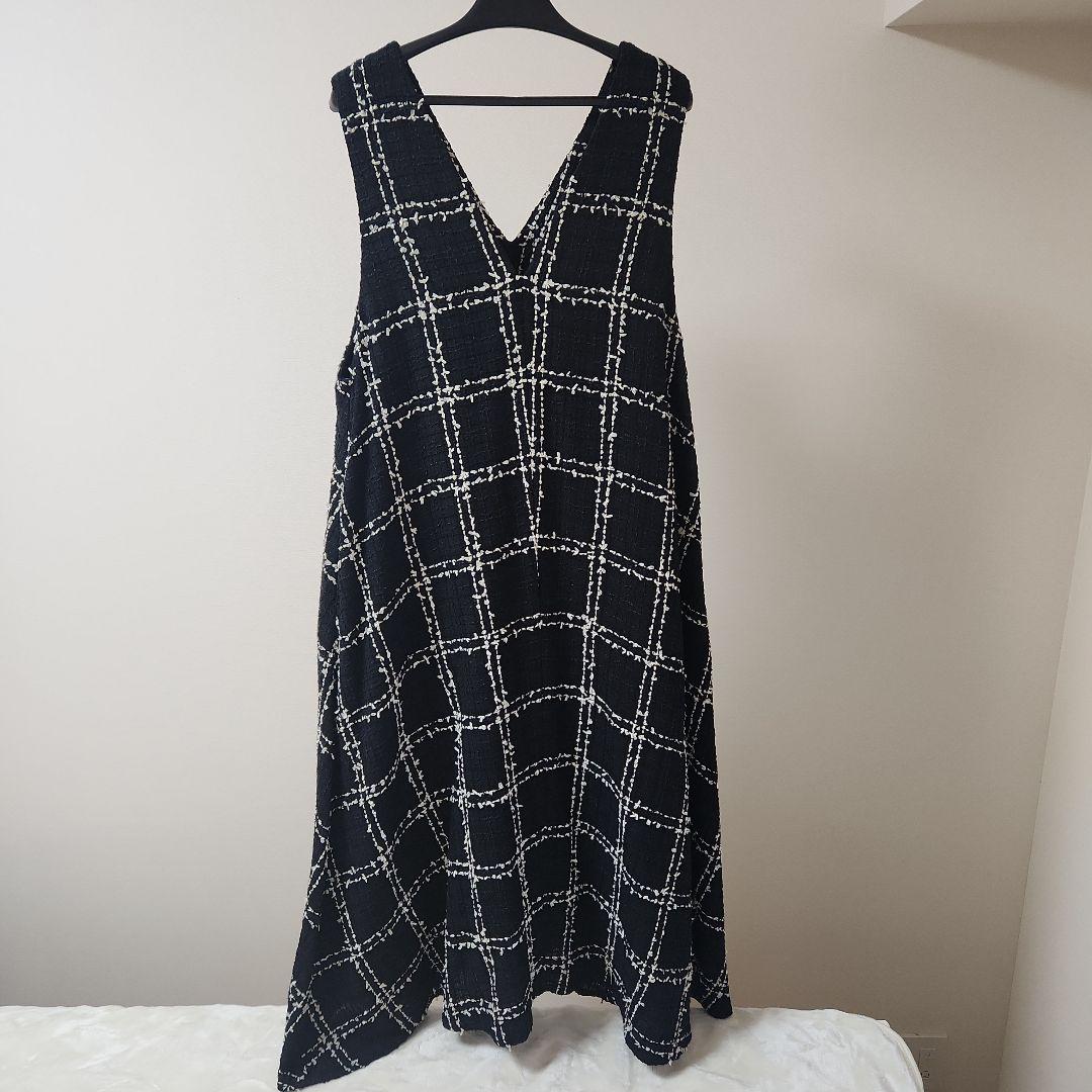 BEARDSLEY 黒白ツイードチェック ジャンパースカート