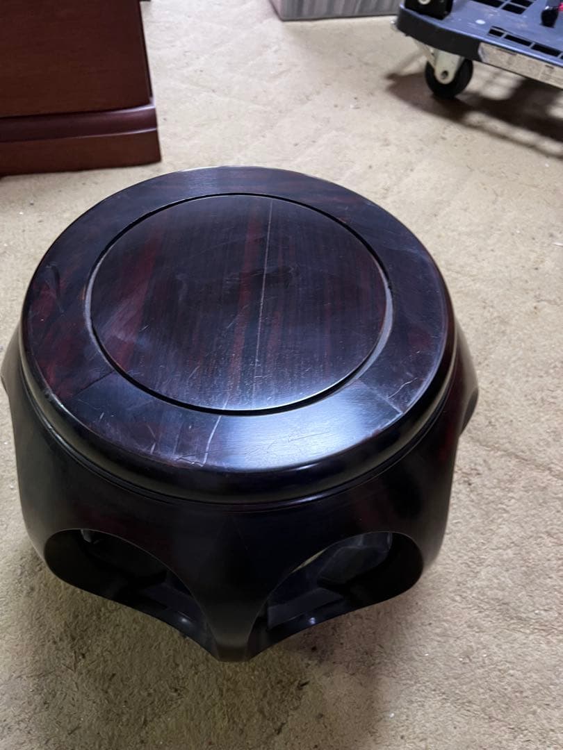 唐木　花台　丸椅子　飾り台　中国美術　アンティーク