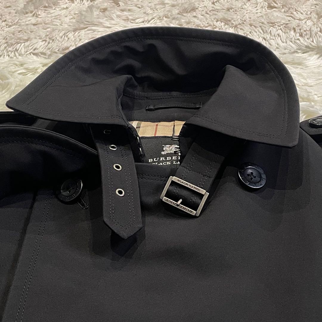 美品 BURBERRY ブラックレーベル ノバチェック トレンチコート ブラック