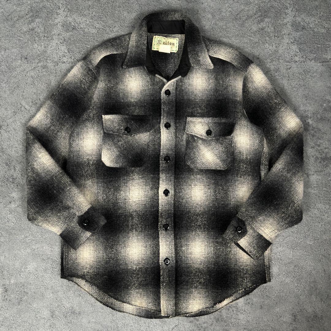 melton 70s 80s ビンテージ オンブレ ウールシャツ メルトン