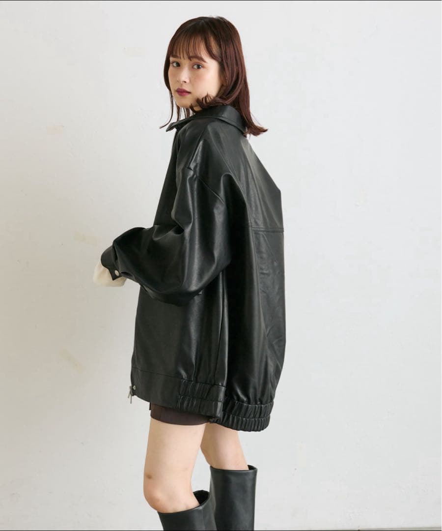 mystic フェイクレザーブルゾン