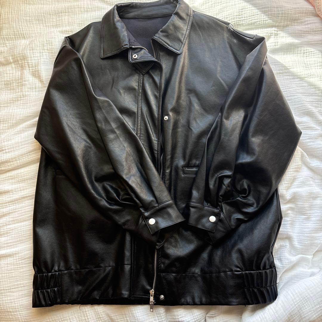 mystic フェイクレザーブルゾン