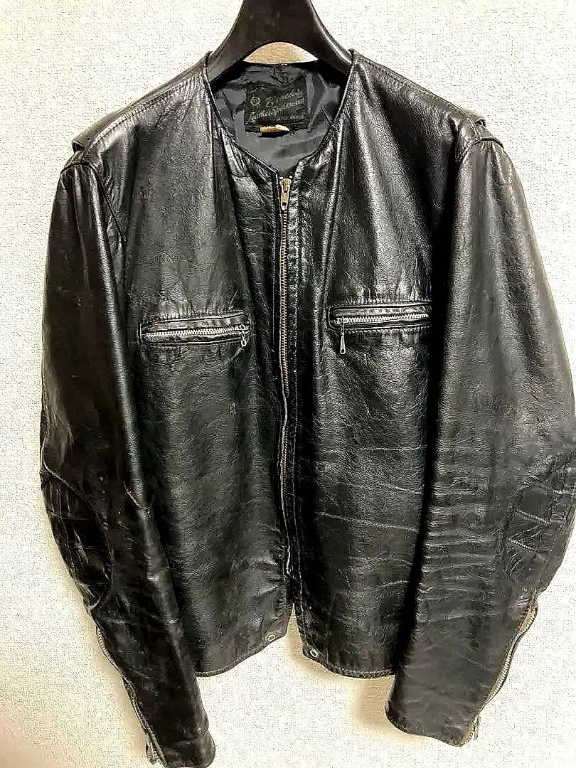 60s70s vintage Brooks Leather 黒レザージャケット