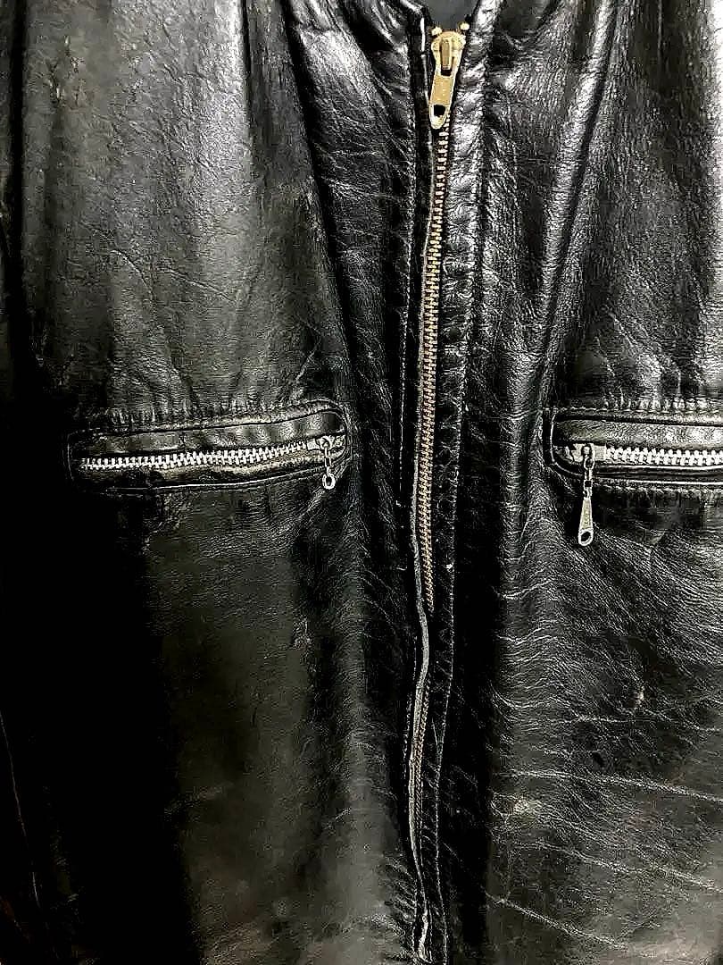 60s70s vintage Brooks Leather 黒レザージャケット