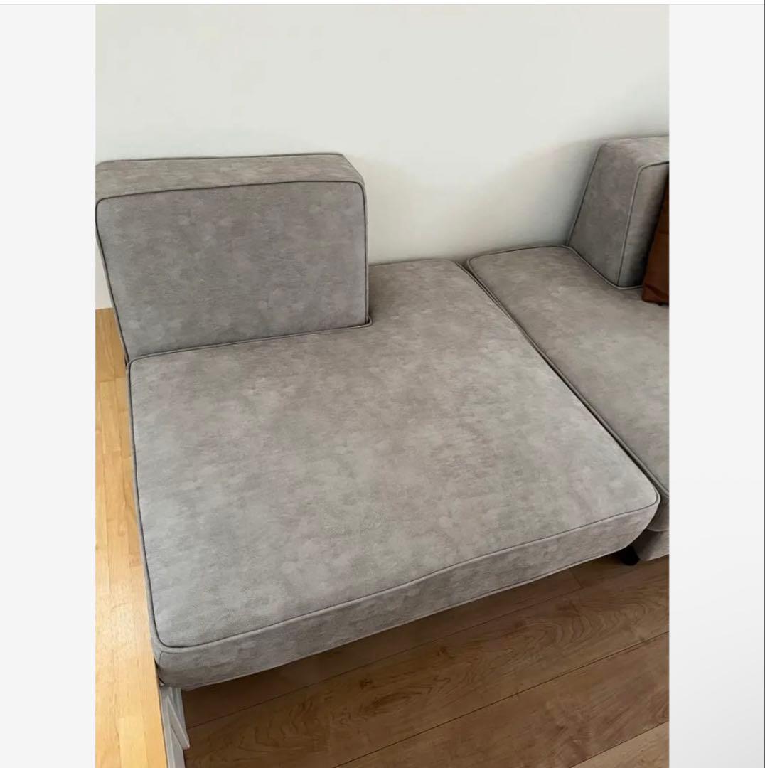 購入したい方のみいいねお願いします ②グレーのL字型ファブリックソファ　太陽家具