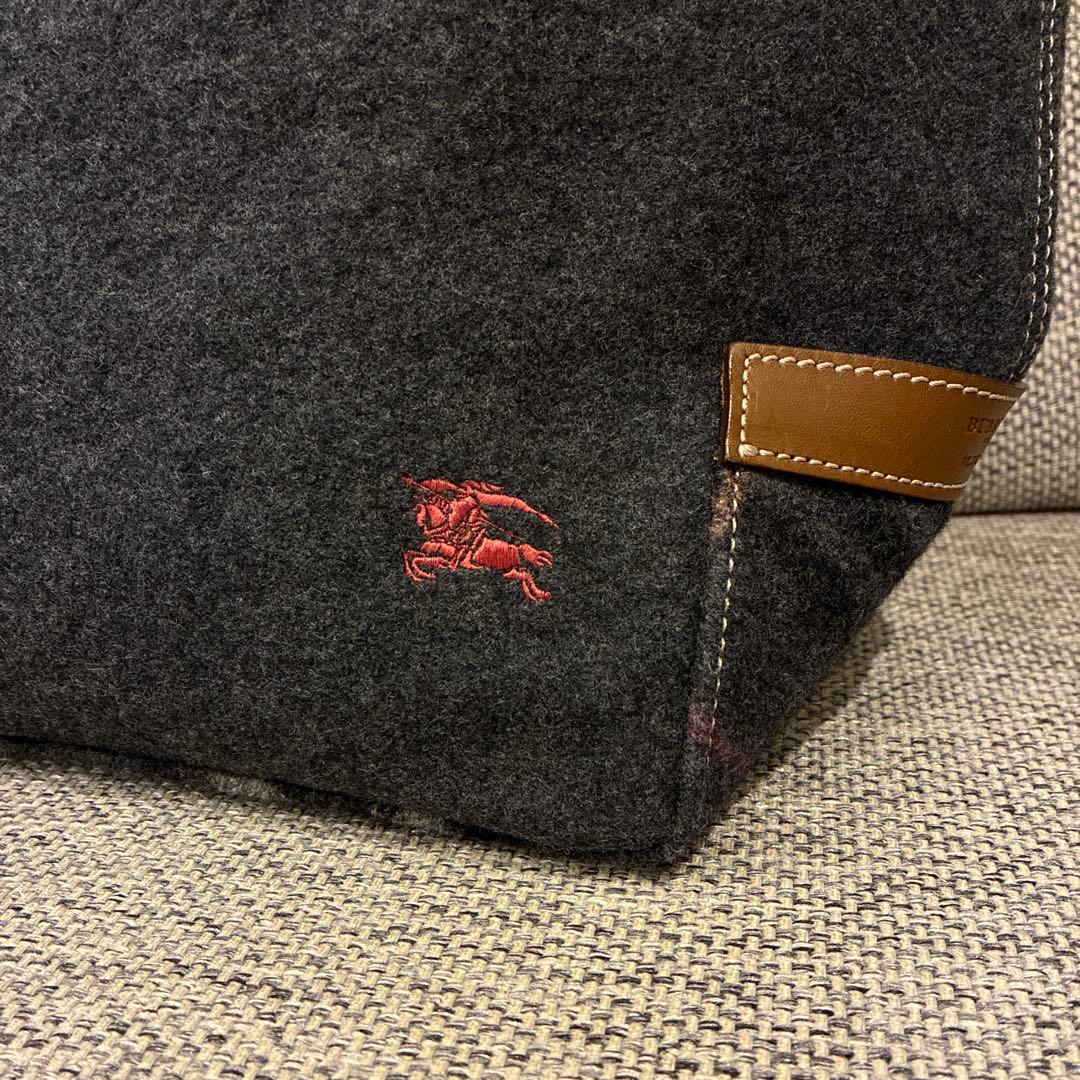 美品！バーバリーブルーレーベル　ウールトート　ノバチェック　チャコールグレー