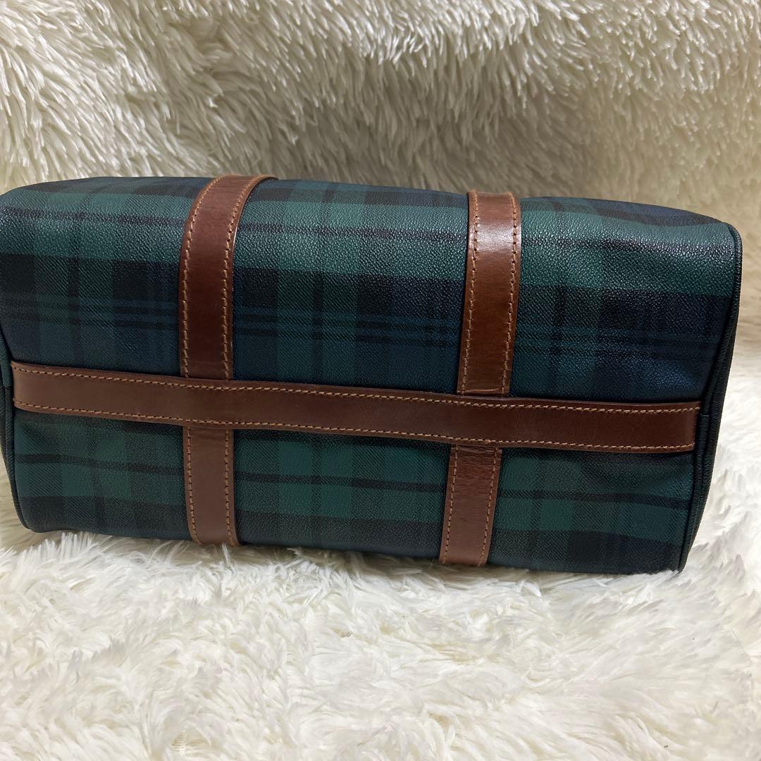 ポロラルフローレン ミニボストンバッグ PVC レザー グリーンチェック