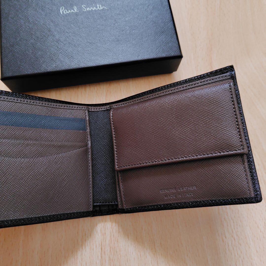 172. Paul Smith ブラック 二つ折り財布 箱付き