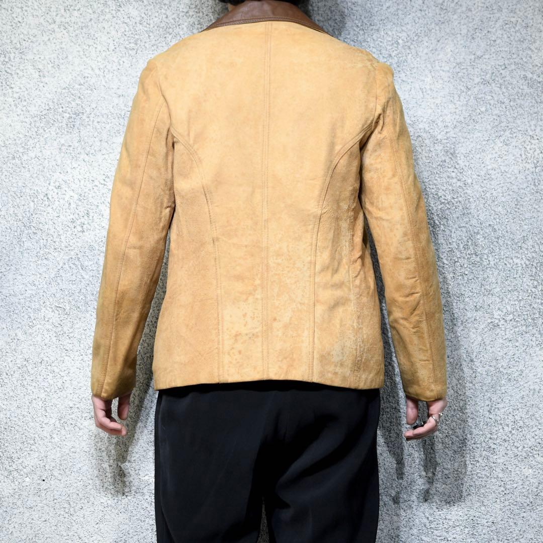 古着 70's ヌバックレザー レザージャケット ベージュ ジャケット デザイン