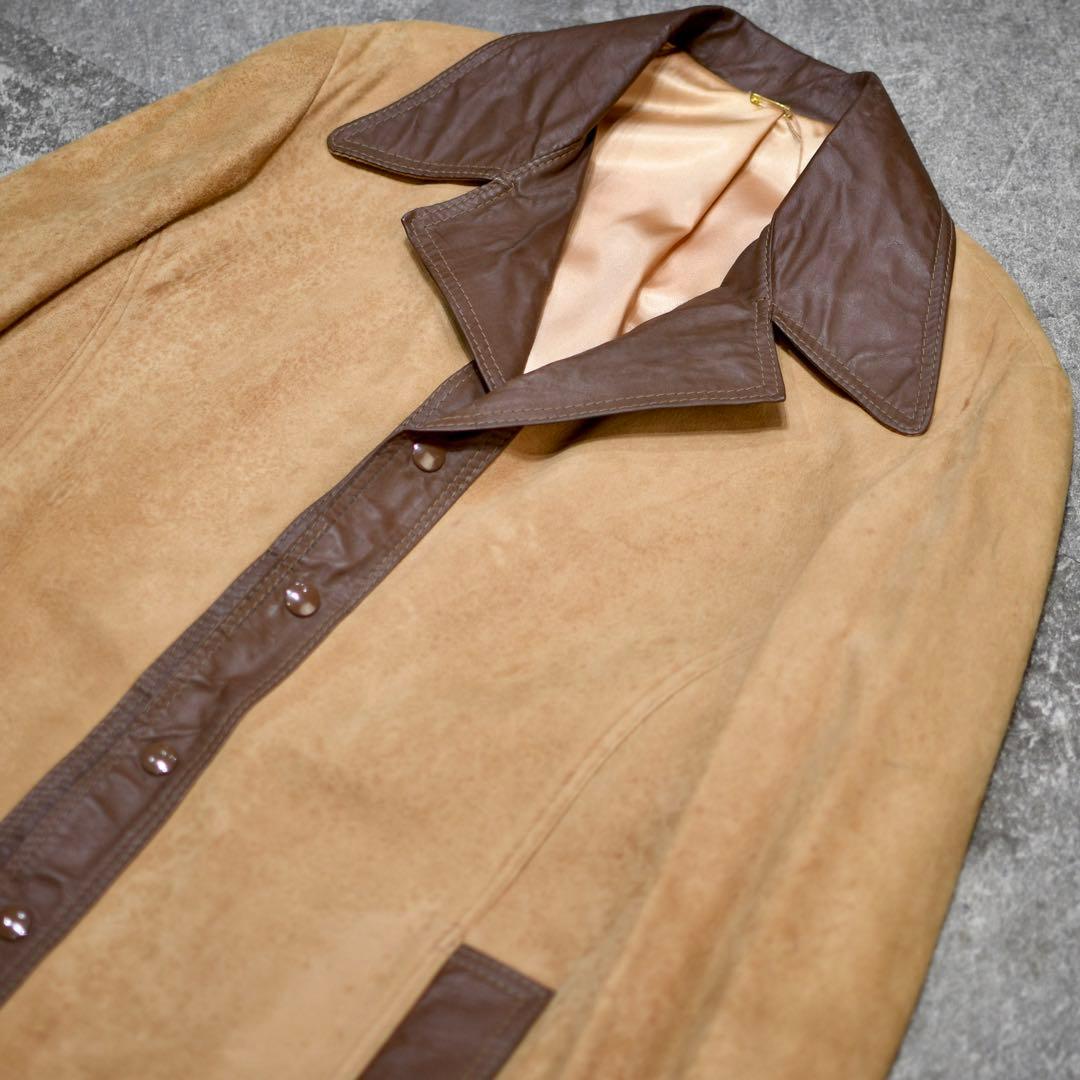 古着 70's ヌバックレザー レザージャケット ベージュ ジャケット デザイン