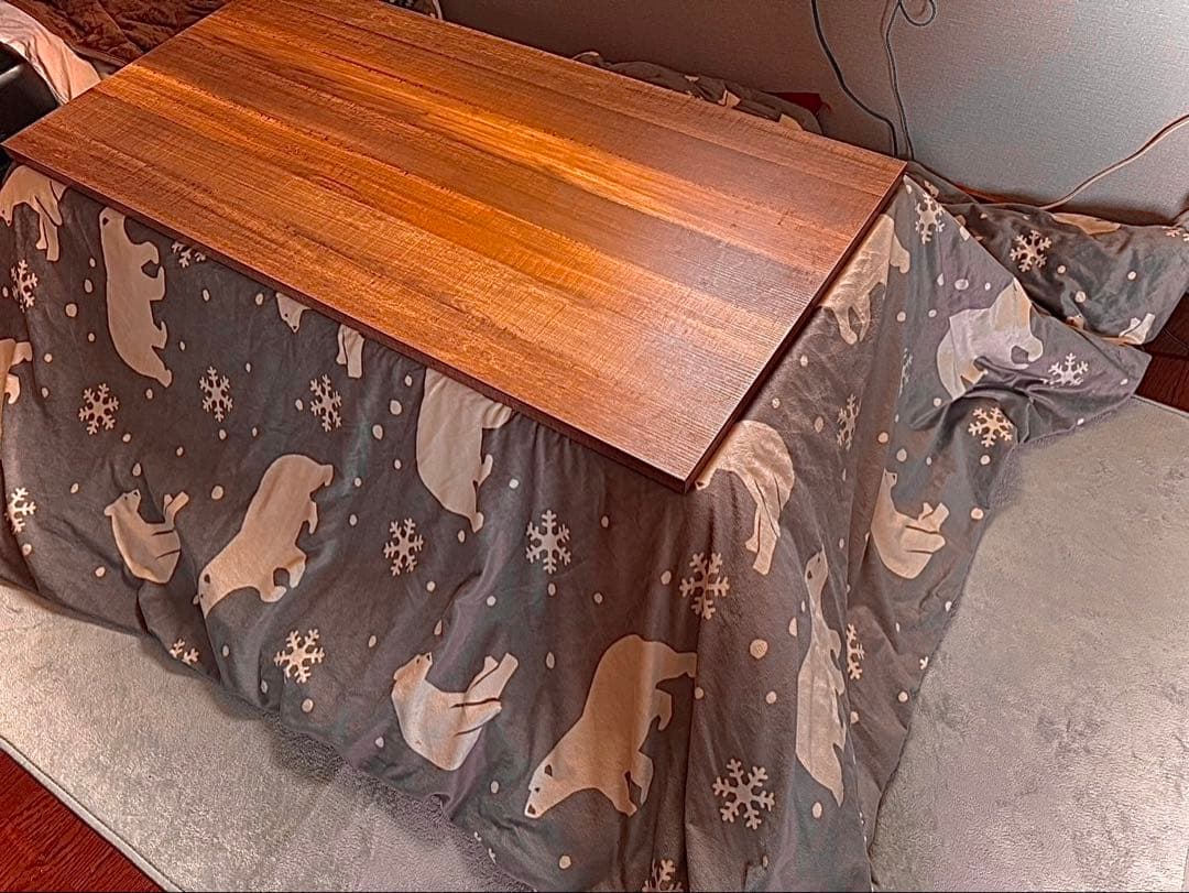 (直接取引のみ)オシャレ古材風アイアンこたつテーブル120×60cm掛け布団付き