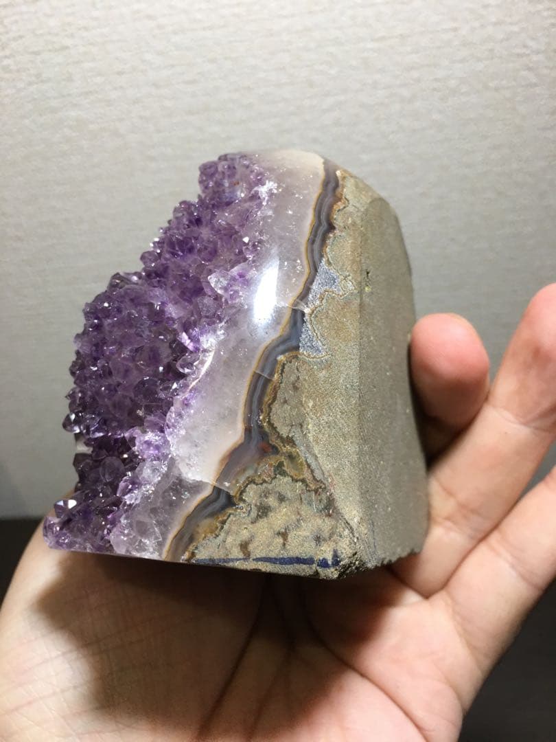 高品質　アメジストドームミニクラスター　色希少品　台座込　送料無料