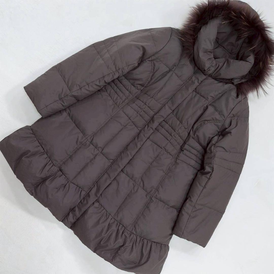 美品 Ondraw チャイニーズラクーンファー ダウンコート ロング レディース