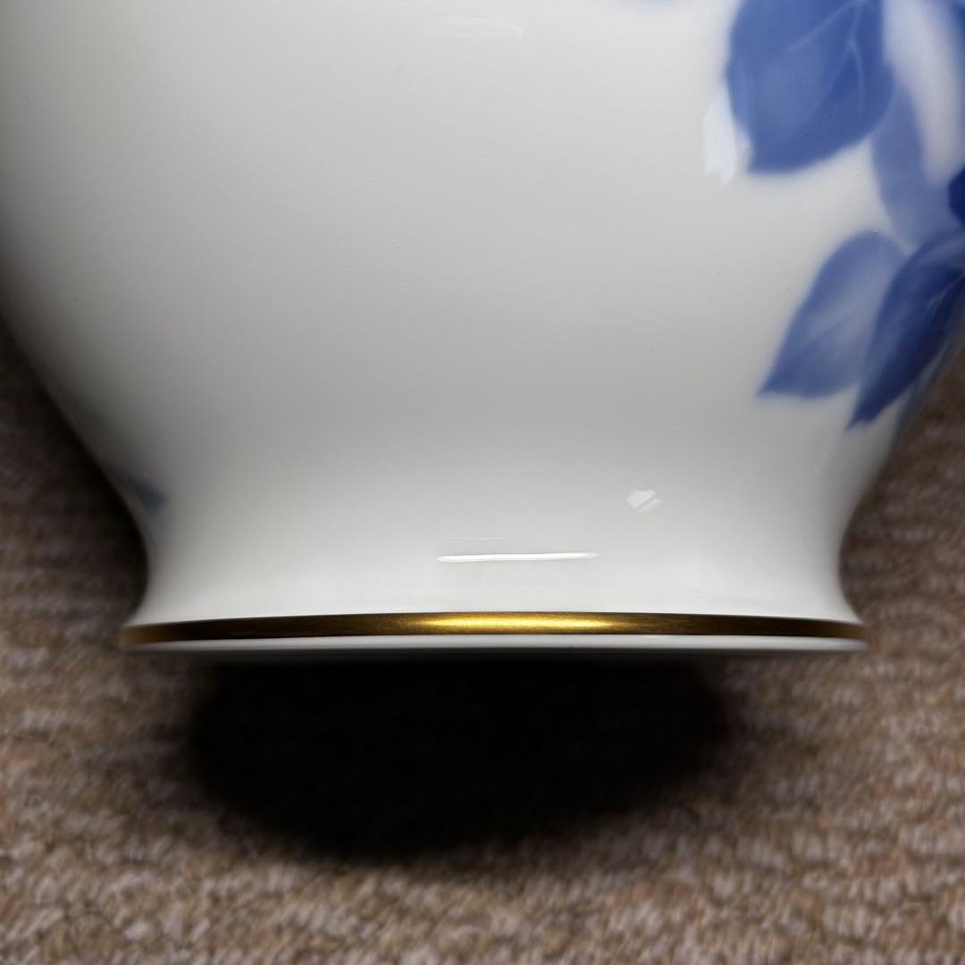 【未使用】大倉陶園 花瓶 ブルーローズ 20cmフラワーベース