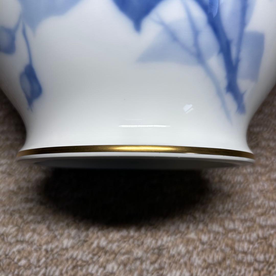 【未使用】大倉陶園 花瓶 ブルーローズ 20cmフラワーベース