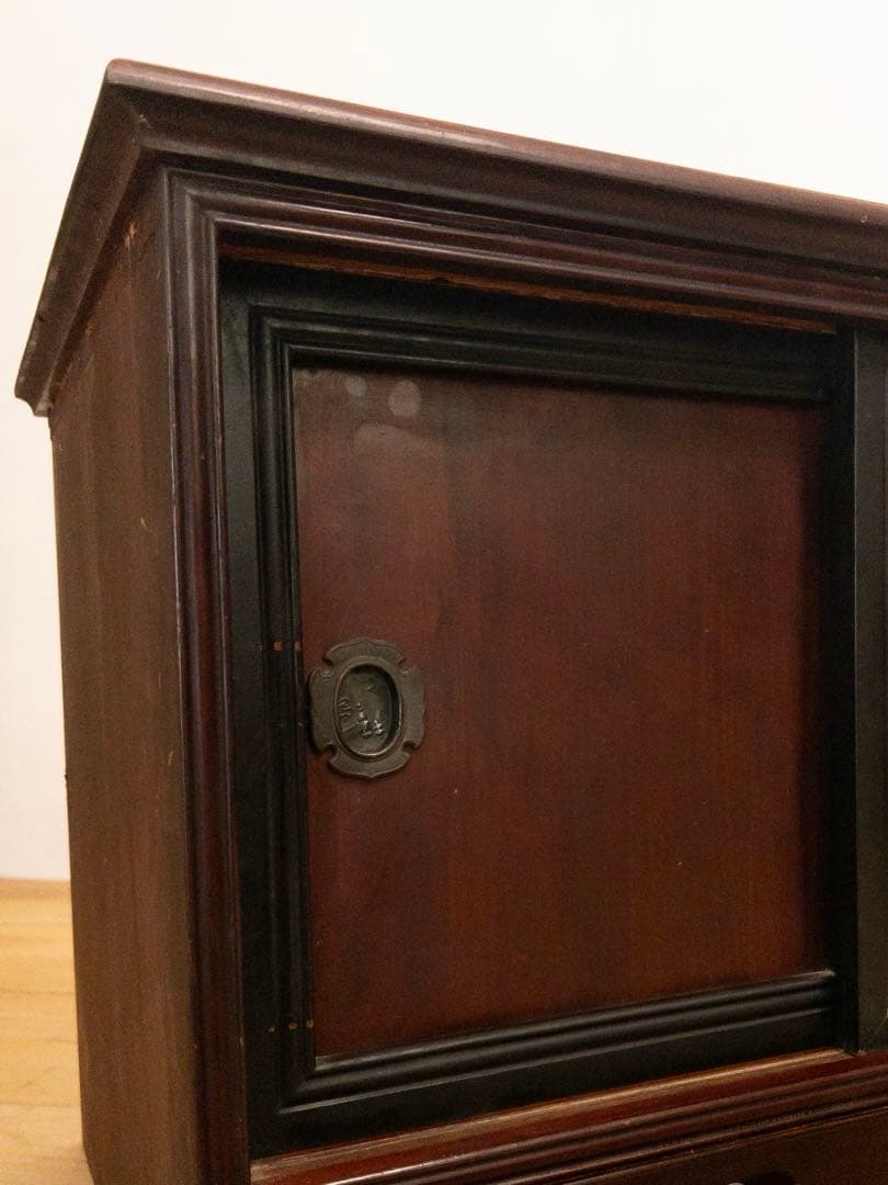 無垢材　ローボード　引き出し　棚　M072　古道具　古家具　和家具　ビンテージ