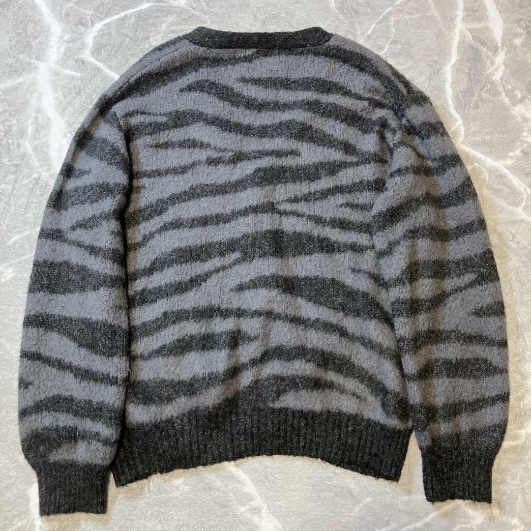 【極美品】Schott シャギーニット モヘヤ カーディガン ゼブラ ブラック