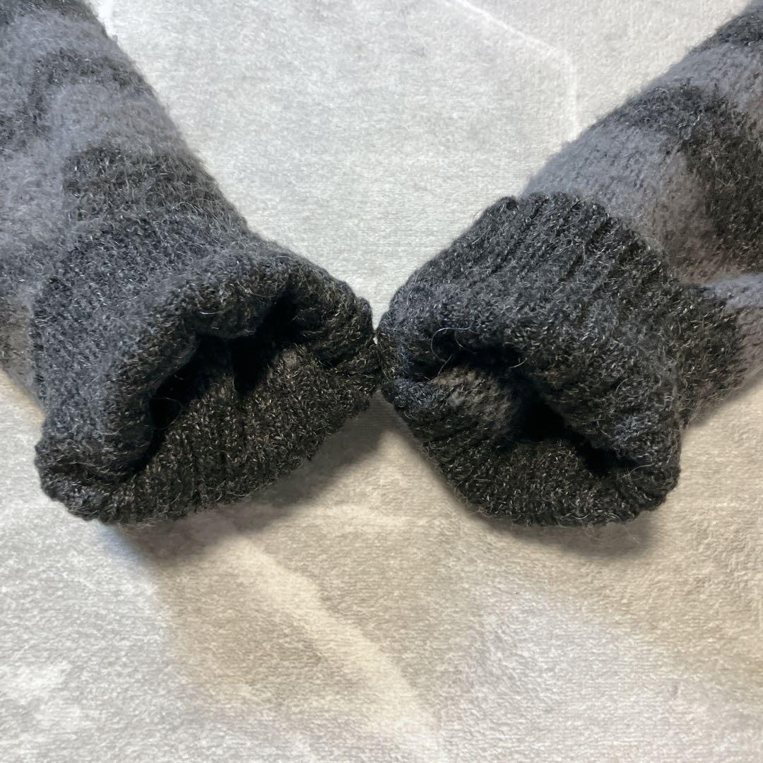 【極美品】Schott シャギーニット モヘヤ カーディガン ゼブラ ブラック