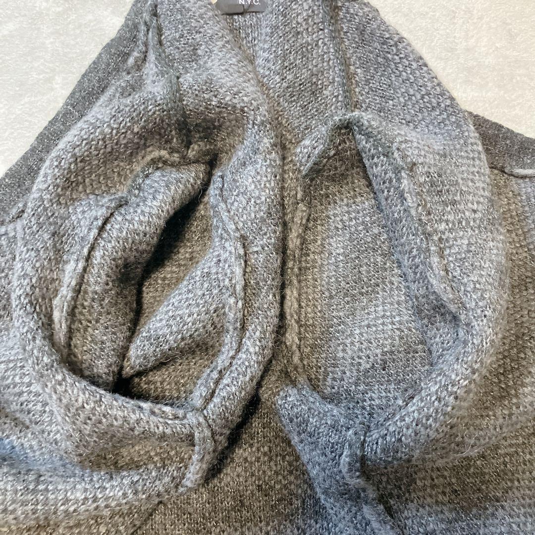 【極美品】Schott シャギーニット モヘヤ カーディガン ゼブラ ブラック