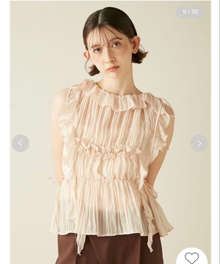 LILYBROWN 新作 フリルシャーリングブラウス　ピンク