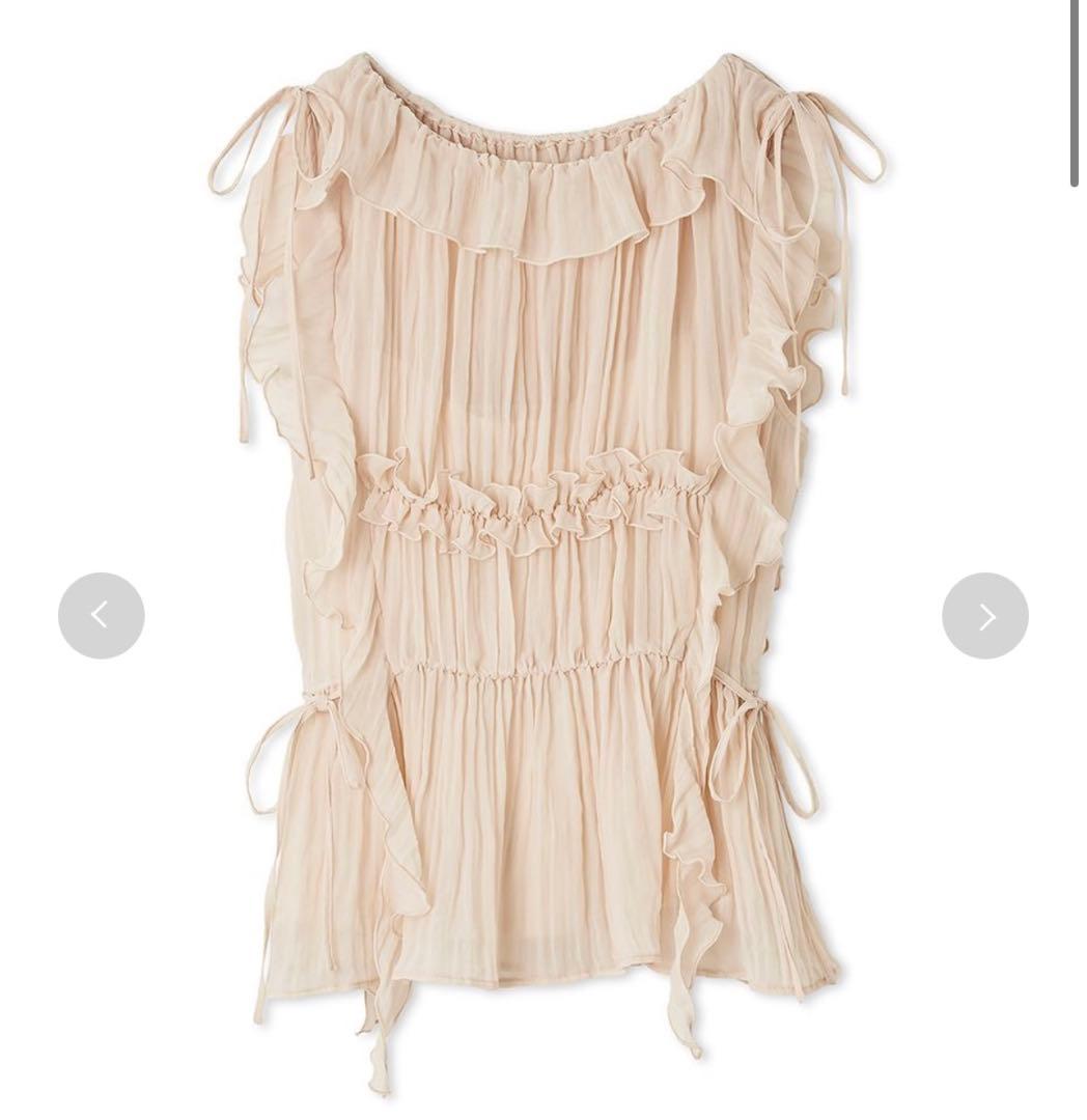 LILYBROWN 新作 フリルシャーリングブラウス　ピンク