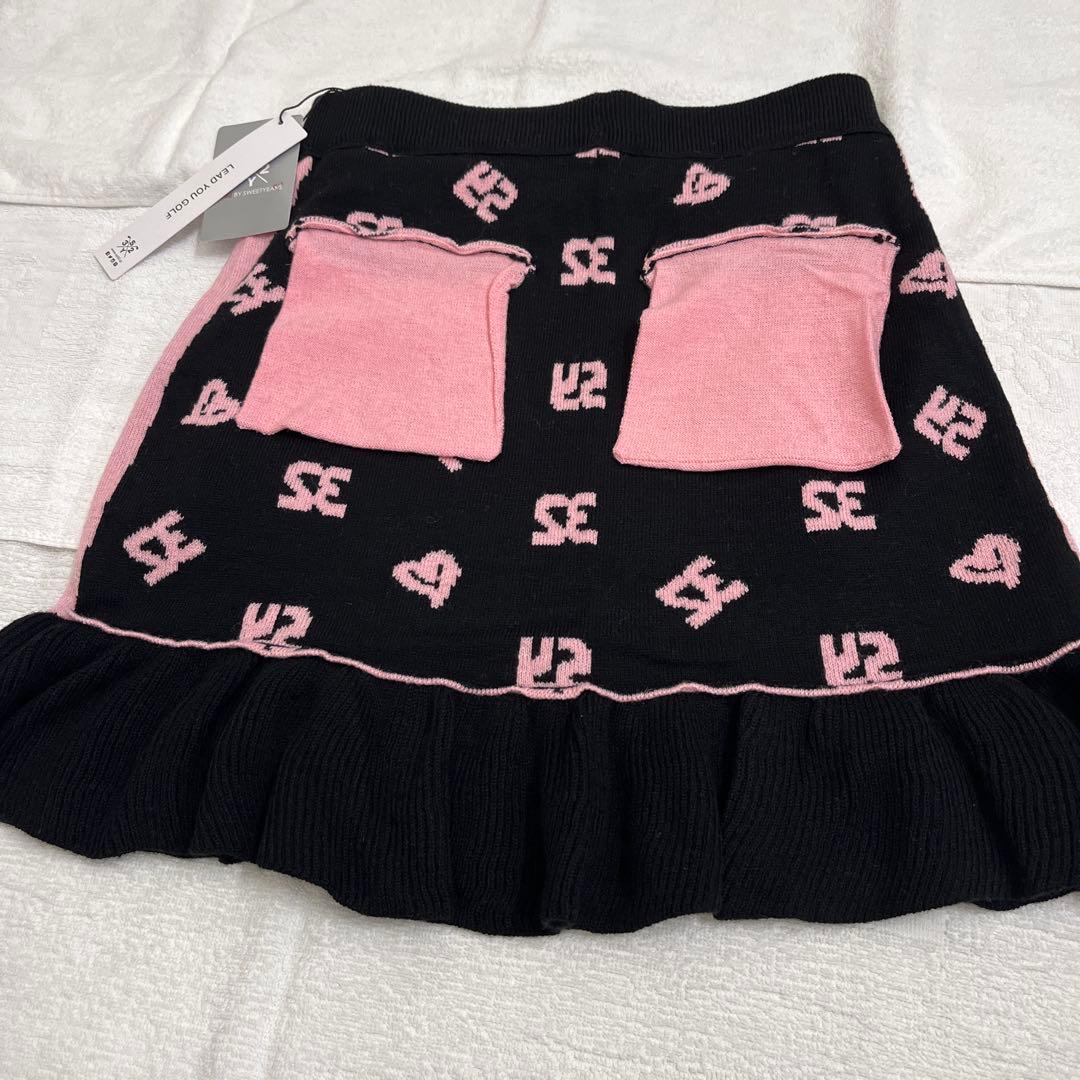 SY32 ニットスカート ピンク/黒