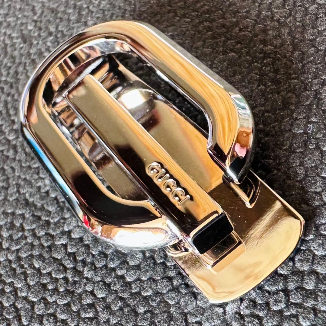 GUCCI Gロゴ マネークリップ イタリア製 メタルシルバー 付属品付き 美品