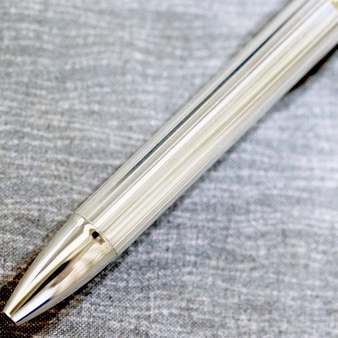 【美品】プラチナ ダブルアクション スターリングシルバー ボールペン シャープ