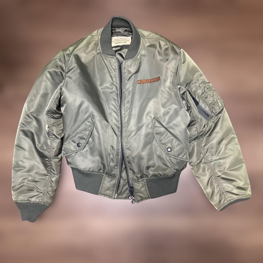 AVIREX MA-1 フライトジャケット S オリーブ カーキ 短丈