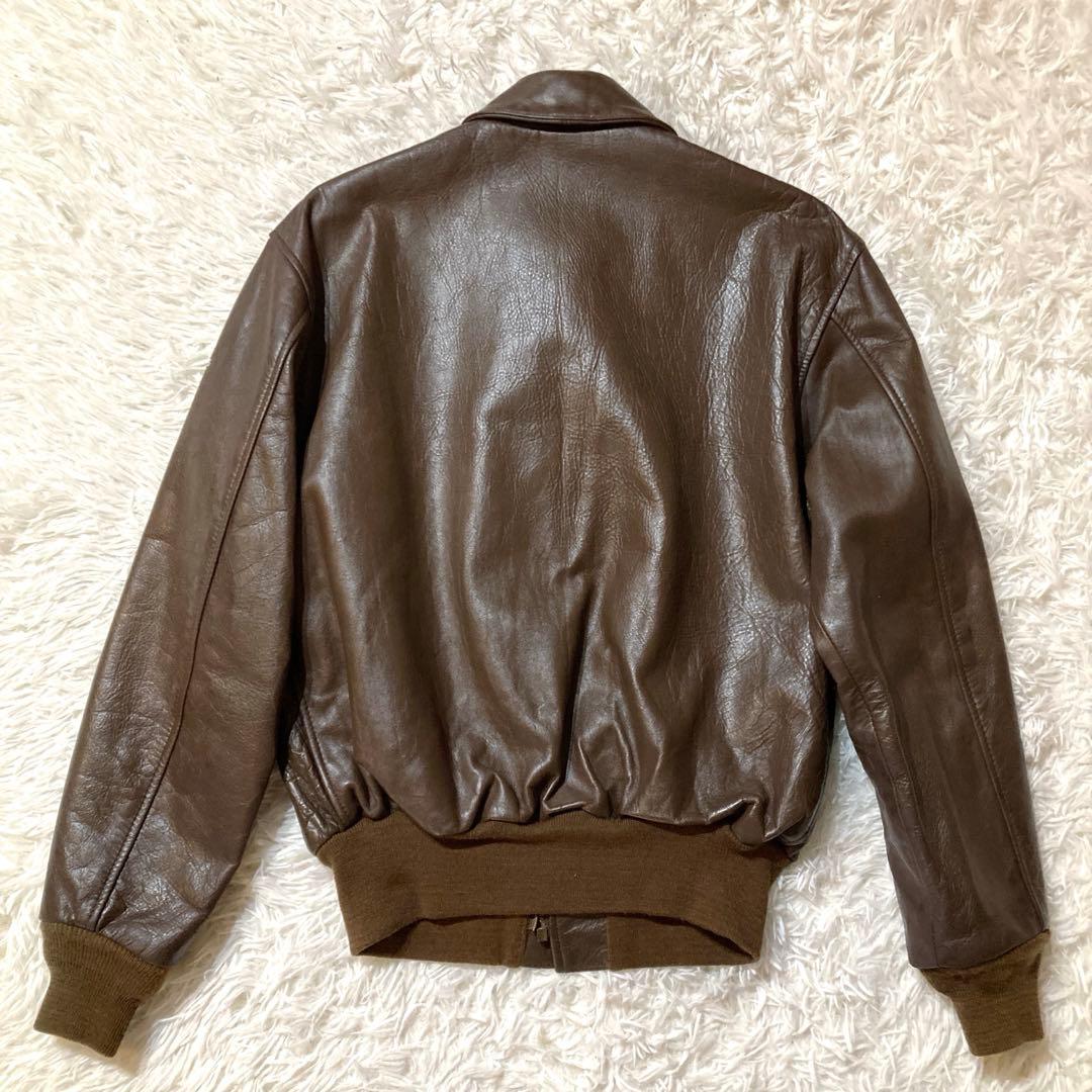 【良品AVIREX】A-2 MADE IN USA 馬革 L相当ダークブラウン