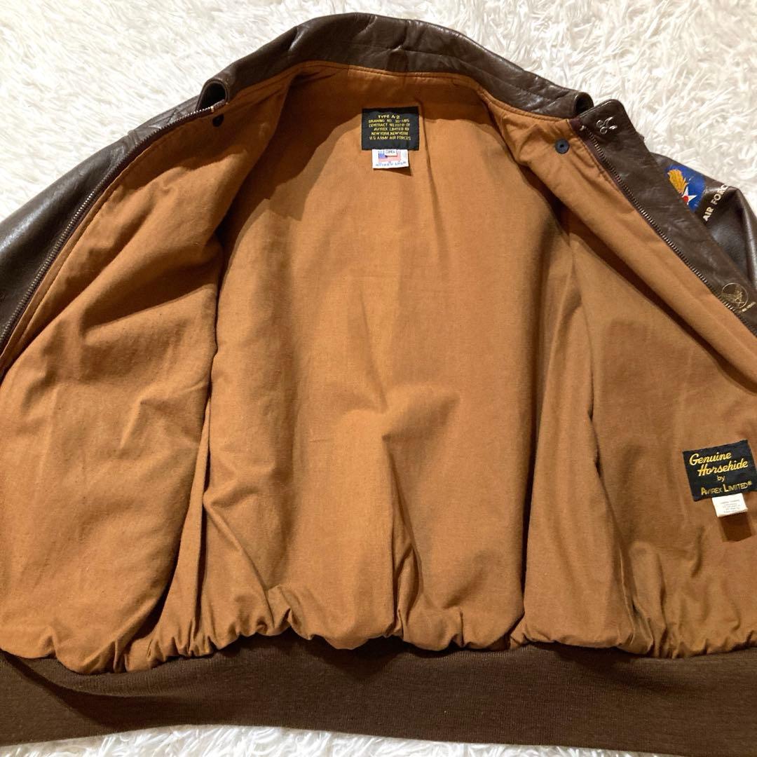 【良品AVIREX】A-2 MADE IN USA 馬革 L相当ダークブラウン