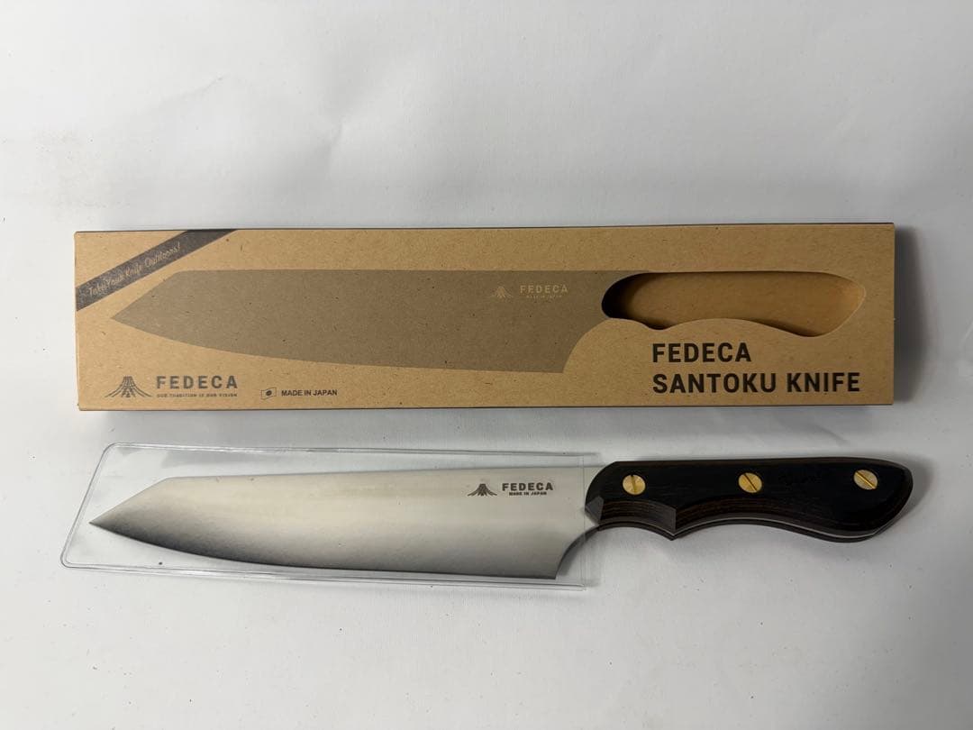 【新品】FEDECA フェデカ　三徳包丁 大 プレーンブラウン