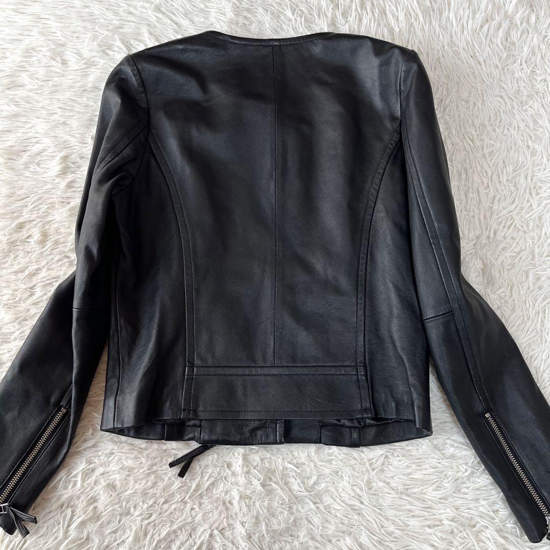 【新品未使用】スコットクラブ　ラムレザー　ノーカラー　ダブルライダースジャケット