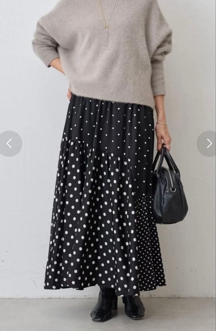 【新品タグ付】BEARDSLEY ドットパッチワークロングスカート