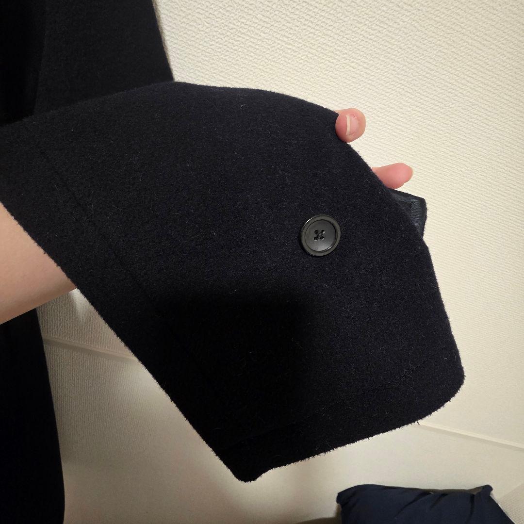 SUIT SELECT　ウールブレンドタイロッケンコート　ネイビー　ウール混